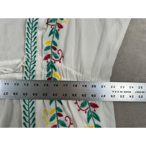 Curations Womens White Embroidered Dress Cover Up Short Sleeve Wrap Tie Size 2X - Picture 5 of 9